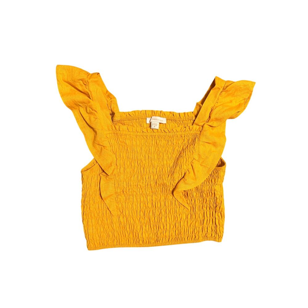 Monteau Los Angeles Mustard Smocked Ruffle Top – Size M